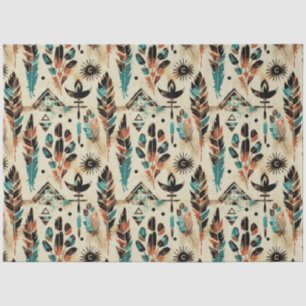 Papel De Seda Padrão de Aquarela de Arte Étnica Tribal Americana