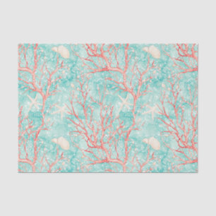 Papel De Seda Padrão de Aquarela de Concha de Recife de Coral (6