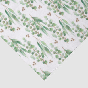 Papel De Seda Padrão de Aquarela de Folhas e Galhos de Eucalipto