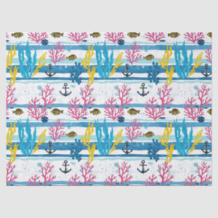 Papel De Seda Padrão de Aquarela Náutica Retro (2)