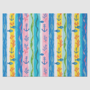 Papel De Seda Padrão de Aquarela Náutica Retro (4)