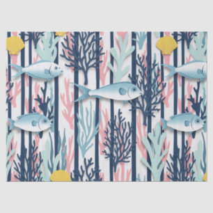 Papel De Seda Padrão de Aquarela Náutica Retro (6)