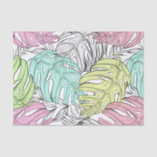 Papel De Seda Padrão de aquarela pastosa monstera tropical
