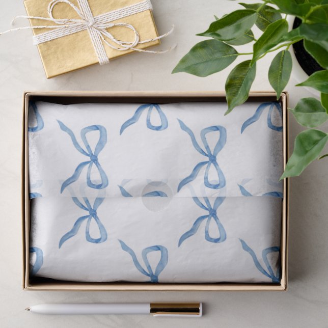 Papel De Seda Padrão de Arco de Aquarela Azul (Presente)