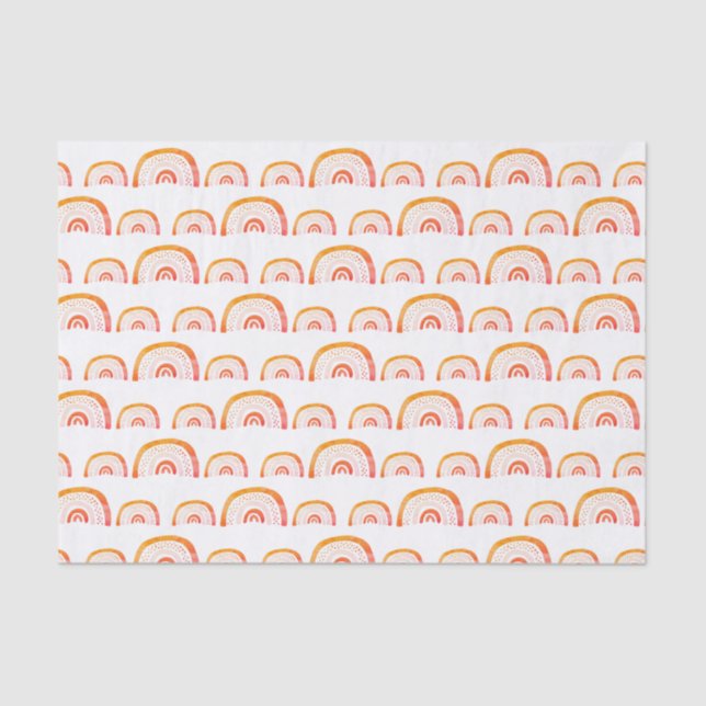 Papel De Seda Padrão de arco-íris aquarela laranja Boho (Frente )