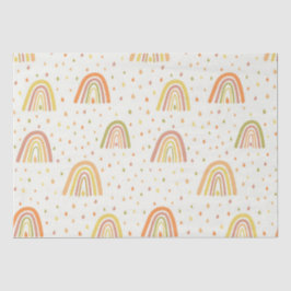 Papel De Seda Padrão de Arco-íris Boho Laranja e Amarelo Pastel 