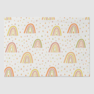 Papel De Seda Padrão de Arco-íris Boho Laranja e Amarelo Pastel