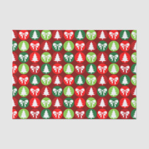 Papel De Seda Padrão de Arcos e Árvores de Natal Retroativas