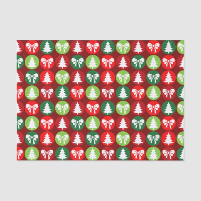 Papel De Seda Padrão de Arcos e Árvores de Natal Retroativas (Frente )