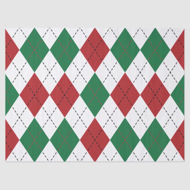 Papel De Seda Padrão de Argyle de Natal (Frente )