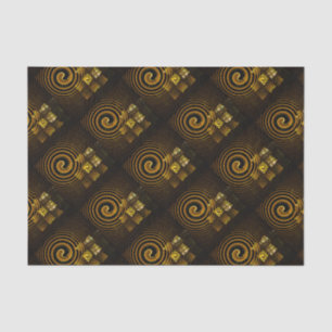 Papel De Seda Padrão de Arte Abstrata Boho Elegante Moderno Dour