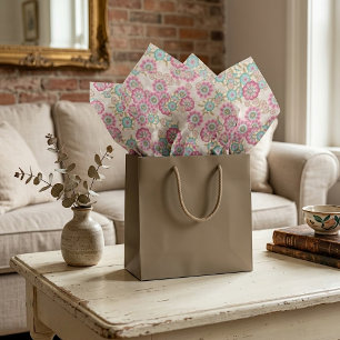 Papel De Seda Padrão de Arte de Flores Japonesas Abstratas Única