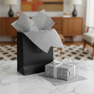 Papel De Seda Padrão de arte de quadrados em preto e branco retr