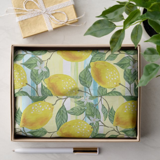 Papel De Seda Padrão de arte em Fruta de limão no Mediterrâneo (Presente)