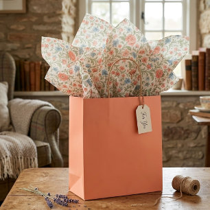 Papel De Seda Padrão de Arte Floral Chic e Elegante em Inglês De
