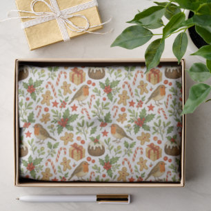 Papel De Seda Padrão de Arte Floral Clássica Holly