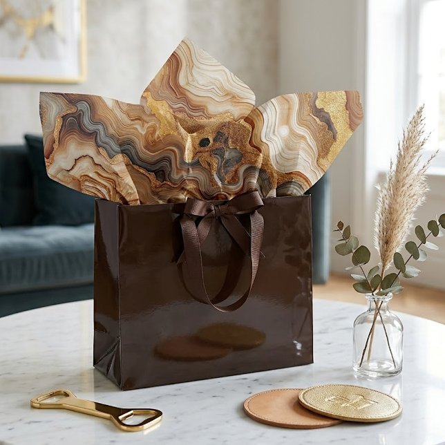 Papel De Seda Padrão de Arte Marble Dourado Castanho-Vermelho-Ca (Criador carregado)