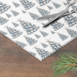 Papel De Seda Padrão de árvore de Natal com conchas de praia