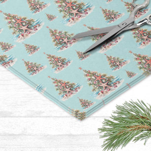 Papel De Seda Padrão de Árvore de Natal da Beach Shell