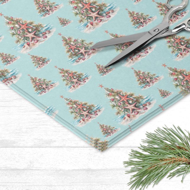 Papel De Seda Padrão de Árvore de Natal da Beach Shell (Beach Shell Christmas Tree Pattern Tissue Paper )