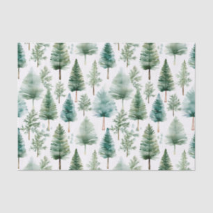 Papel De Seda Padrão de Árvore de Natal de Aquarela