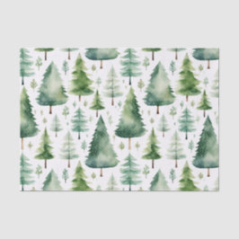 Papel De Seda Padrão de Árvore de Natal de Aquarela