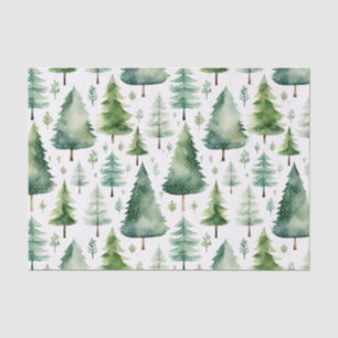 Papel De Seda Padrão de Árvore de Natal de Aquarela