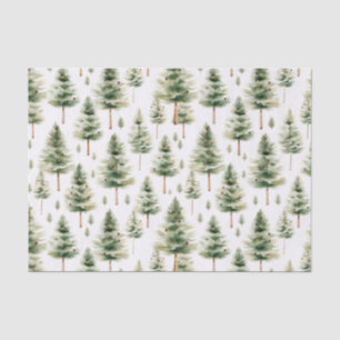 Papel De Seda Padrão de Árvore de Natal de Aquarela