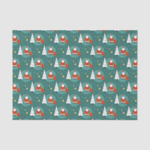Papel De Seda Padrão de Árvore de Natal do Papai Noel