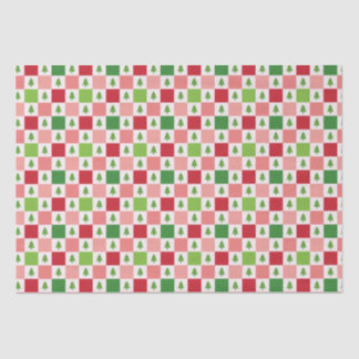 Papel De Seda Padrão de Árvore de Natal dos Verificadores - Verm