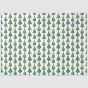 Papel De Seda Padrão de Árvore de Natal em Aquarela, Natal