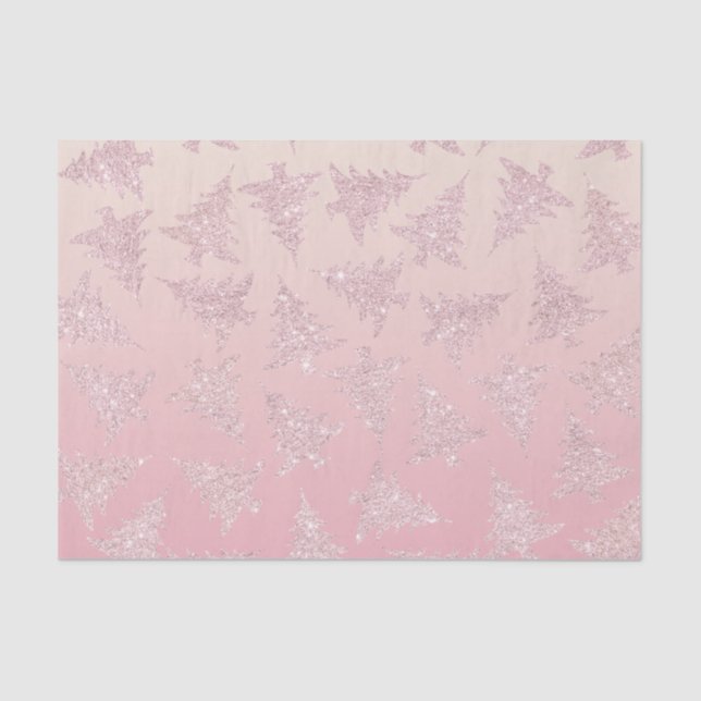 Papel De Seda Padrão de Árvore de Natal Glitter Dourada do Elega (Frente )