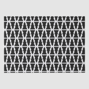 Papel De Seda Padrão de árvore de Natal preto e branco minimalis