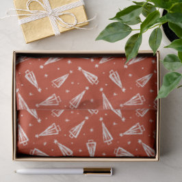 Papel De Seda Padrão de árvore de Natal vermelha embrulho de Nat