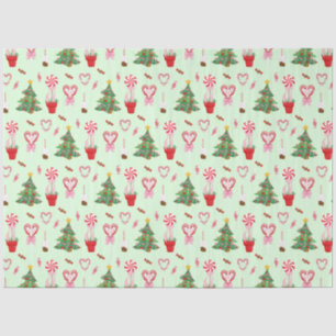 Papel De Seda Padrão de Árvores de Doces de Natal