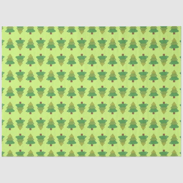 Papel De Seda Padrão de Árvores no Verde (Frente )