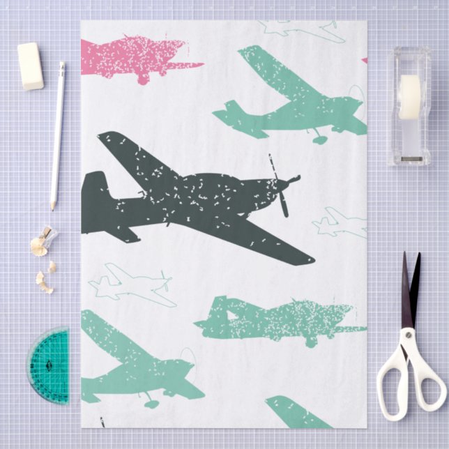 Papel De Seda Padrão de Avião Antigo (Arte )