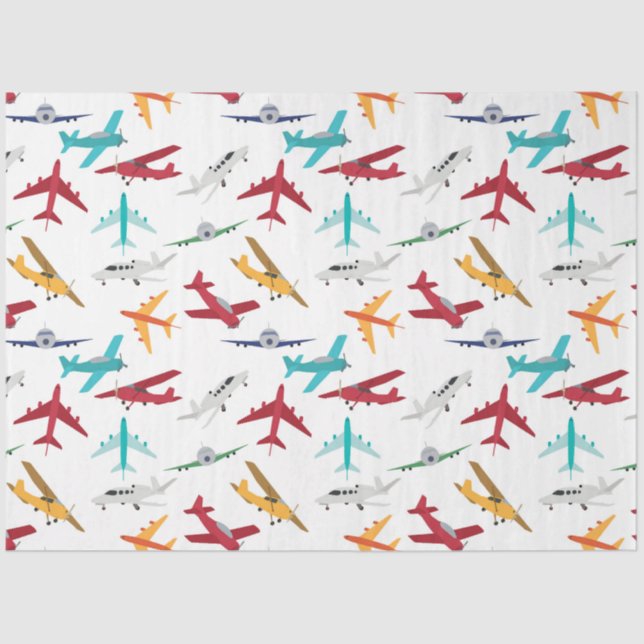 Papel De Seda Padrão de aviões coloridos (Frente )