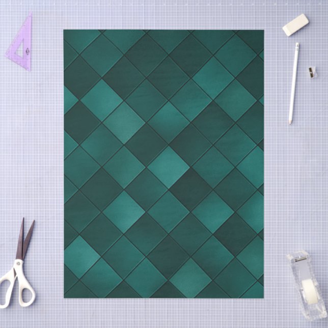 Papel De Seda Padrão de Azulejo Esmeralda – Luxo Moderno (Arte )