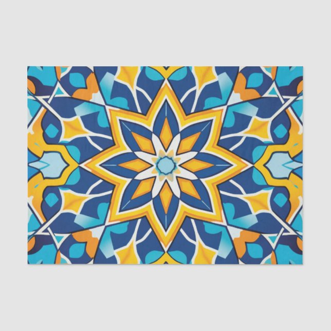 Papel De Seda padrão de azulejo marroquino fofo (Frente )