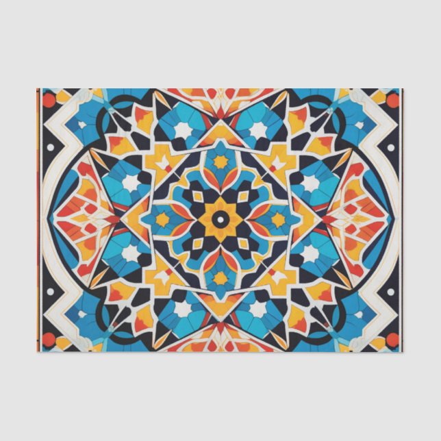 Papel De Seda padrão de azulejo marroquino fofo (Frente )