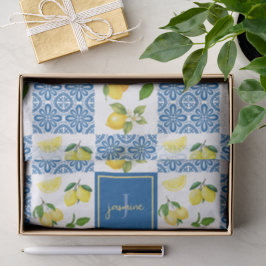 Papel De Seda Padrão de Azulejo Nome Monograma de Limão País Fra