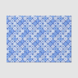 Papel De Seda Padrão de azulejos azuis e brancos italianos medit