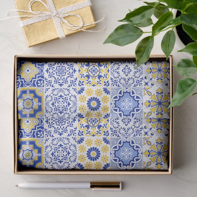 Papel De Seda Padrão de Azulejos Portugueses  (Presente)