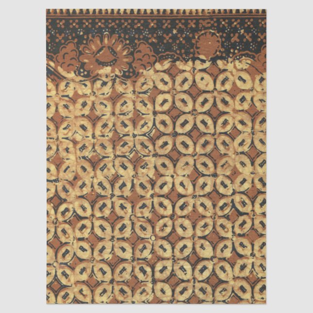 Papel De Seda Padrão de Batique Geométrico de Grão de Café Vinta (Frente )