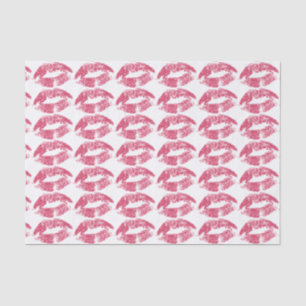 Papel De Seda Padrão de Beijo de Lábios Rosa