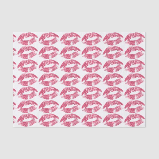 Papel De Seda Padrão de Beijo de Lábios Rosa (Frente )