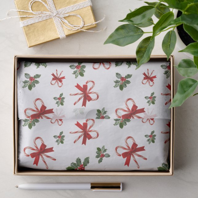 Papel De Seda Padrão de Bengalas de Natal (Presente)