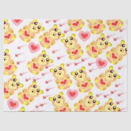 Papel De Seda Padrão de Berçário do Ursinho Coração