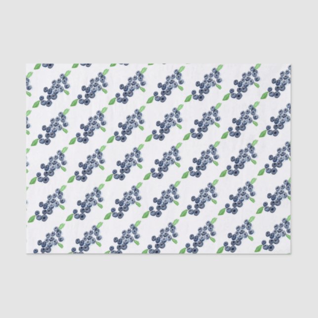 Papel De Seda Padrão de Berries de fruta de Comida de aquarelas  (Frente )